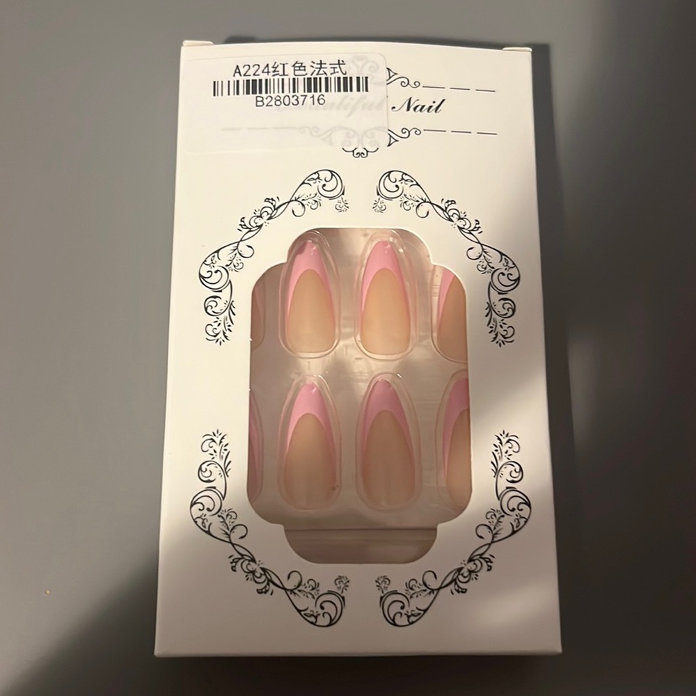 Pink French tip press on nails | 3 for $30